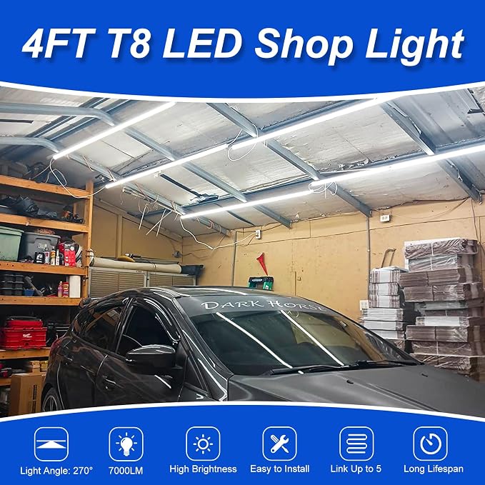 XLNYUUI Led Shop Lights, 4FT LED Light 50W 6500K 7000LM Daylight, Led Garage - Image 2