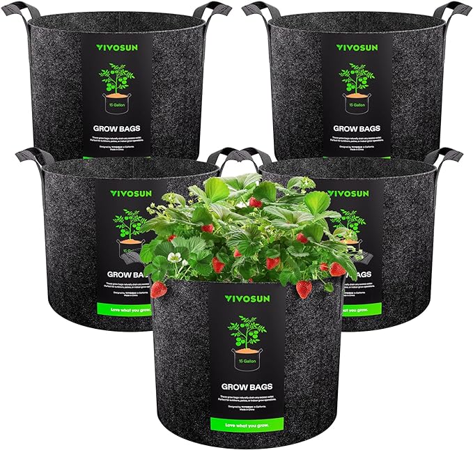 VIVOSUN 5-Pack 15 Gallon Plant Grow Bags Fabric Pots by Unknown