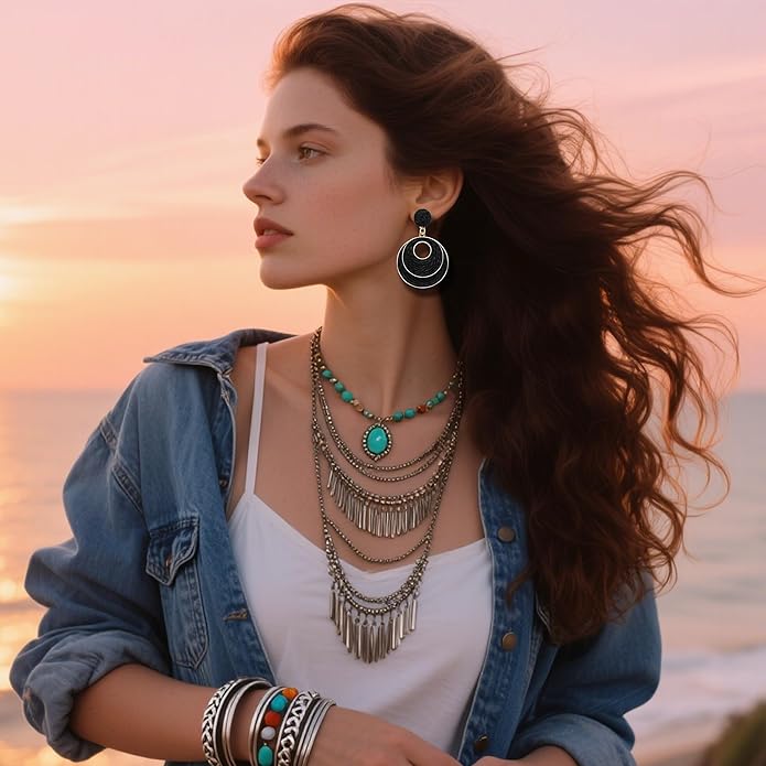 Raffia Hoop Earrings for Women - Boho Straw Wiker Dangle Drop Earrings for Summer Beach, Bohemian Trendy Rattan Jewelry