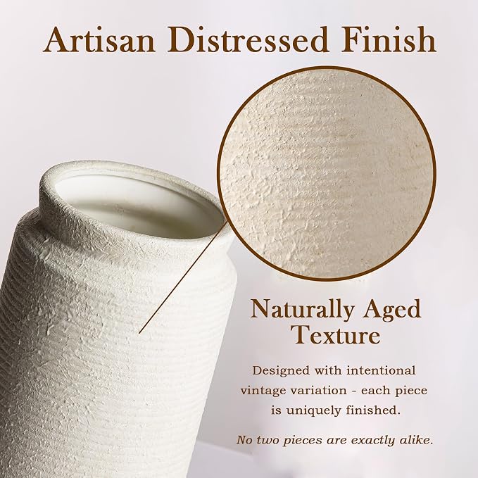 Dobbyby Ceramic Flower Vase 12 inch Farmhouse Rustic Vase - Image 5