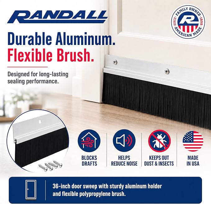 Aluminum Brush Door Sweep for Bottom of Door Exterior, 36 Inch, Metal Door - Image 4