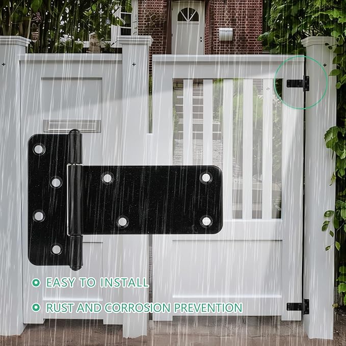 5 in T-Strap Shed Door Hinges 260 Lbs Capacity, 6 Pack Heavy Duty Gate Hinge | - Image 3