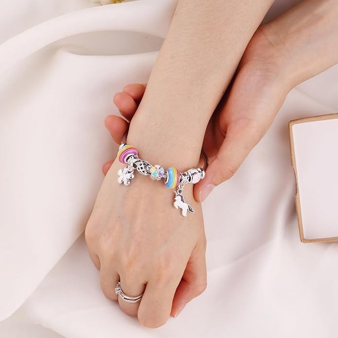 Charm Bracelets for Girls Cute Cartoon Friendship Bracelets Adjustable Bangle Gifts for Girls DIY Jewelry