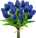 Mandy's 20pcs Artificial Navy Blue Tulips | 13.5 Inch Lifelike PU Tulips Faux by Mandys