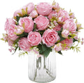 4 Packs Peonies Artificial Flowers, Light Pink Silk Artificial Peonies | Fake by MARTINEMALL