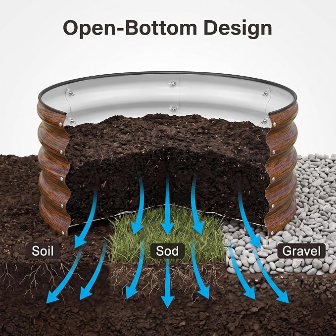 3 Pcs 2x2x1ft Round Galvanized Raised Garden Bed Kit Outdoor, Metal Planter Box - Image 6