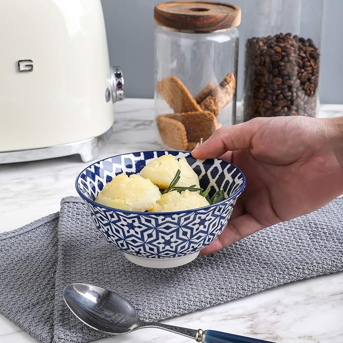 Selamica Porcelain 11oz Ice Cream Bowls Set of 6, Small Bowls, Vintage Blue | - Image 2