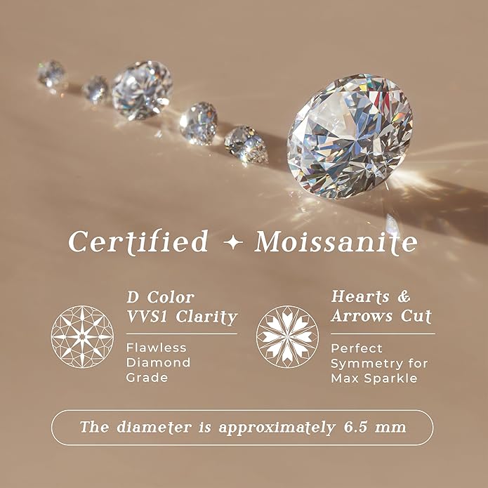 ARINZA Moissanite Necklace for Women, 1 Ct 925 Sterling Silver Dancing Diamond Pendant, 18+2 Inch Chain, Valentine’s Day Christmas Gift for Her, Wife, Mom, Anniversary, Birthday
