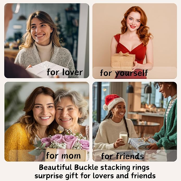 Statement Rings for Women, 18k Gold Plated Stackable Cubic Zirconia Rings, Silver Gold Multi Ring Mixed Metals Stackable Ring Set for Women Non Tarnish