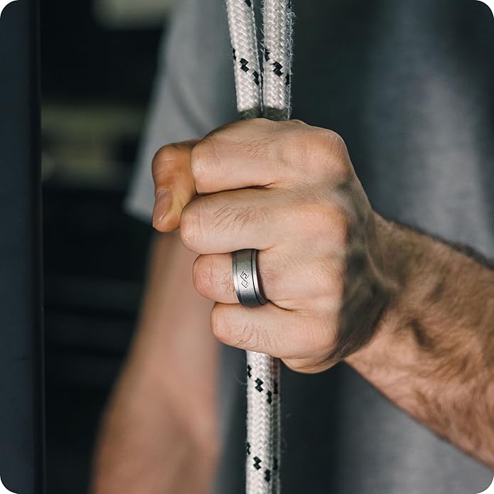 Rinfit Silicone Rings for Men 9mm Wide, 2mm Thick - Mens Rubber Wedding Bands - Infinity Ring with 2 Layers - Patented Design