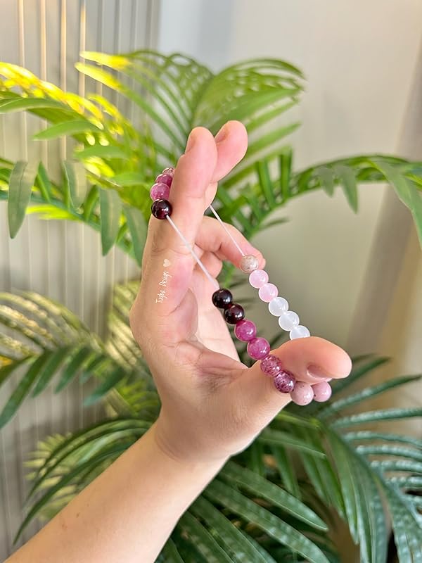 Valentines Day Gift Love Energy Crystal Bracelet for Women – Garnet, Quartz, Rose Quartz, Rhodonite & Moonstone | Gifts for Easter Basket, Birthday, Mothers Day Healing Gemstone Bracelet Gift for Her