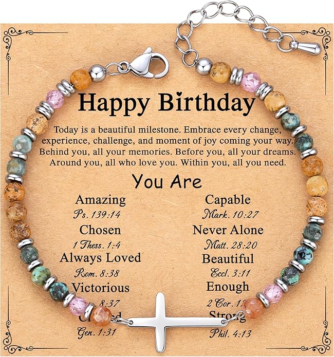 TONY & SANDY Christian Cross Bracelet for Women, Valentine's Day Gifts for Her, Confirmation Baptism Easter Gifts, Unique Gift for Friends Daughter Mom Sister in Christ Birthday Christmas