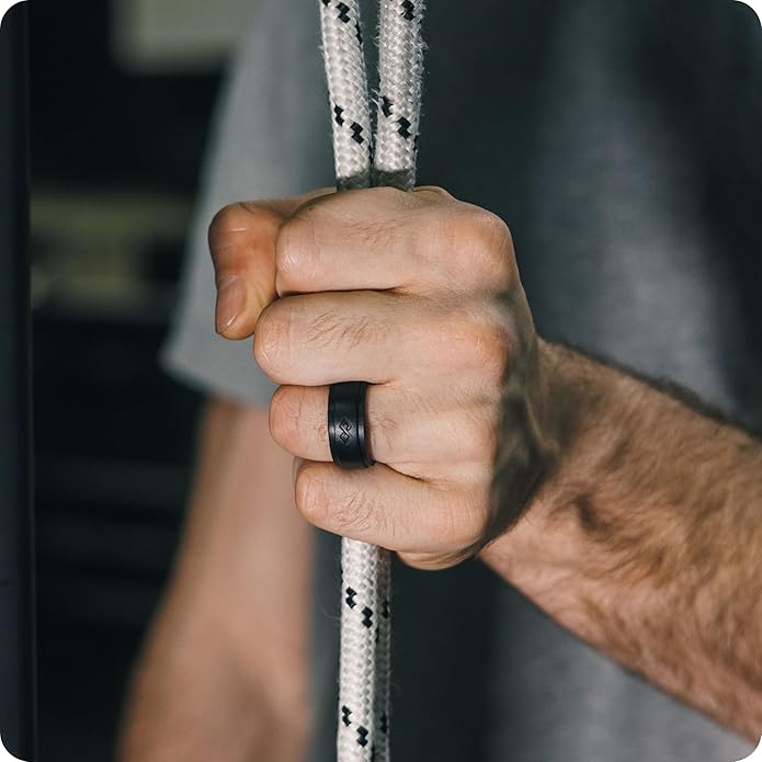 Rinfit Silicone Rings for Men 9mm Wide, 2mm Thick - Mens Rubber Wedding Bands - Infinity Ring with 2 Layers - Patented Design