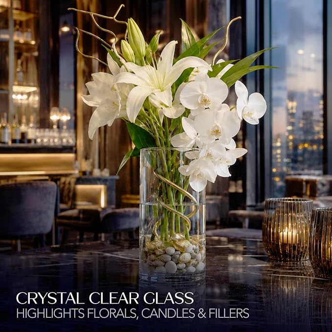 Royal Imports Glass Cylinder Flower Vase 10" Tall, Floating & Votive Candle - Image 3