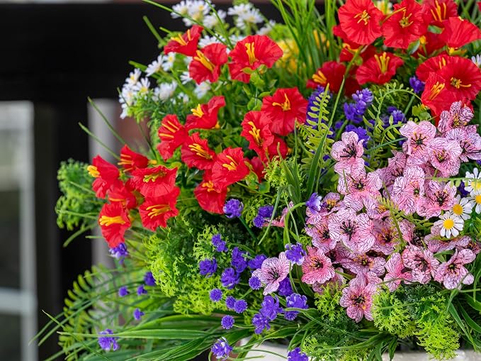 23PCS Artificial Plants Outdoor, Faux Flowers & Greenery Stems - Image 6