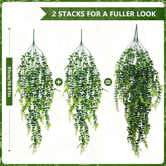 2-Pack Fake Hanging Plants, Faux Hanging Plant Artificial Greenery - Image 3