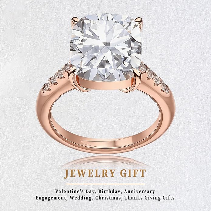 Engagement Rings for Women, Wedding Band for Women，Brilliant D Color VVS1 Clarity Lab Created Rings 14K White Gold Vermeil Ring for Women Jewelry Gifts Adjustable Ring 4-10