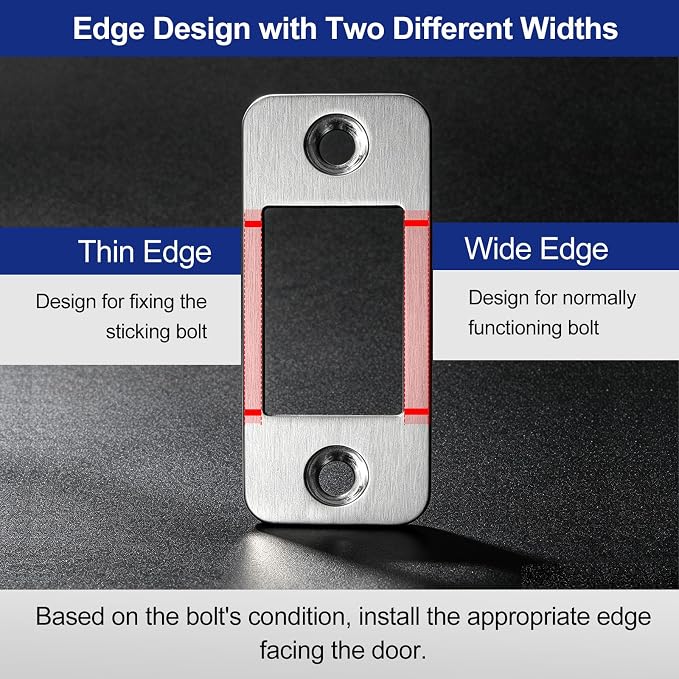 Deadbolt Strike Plate, Heavy Gauge Version, 2-1/4" H x 1" W | Screw Hole - Image 4