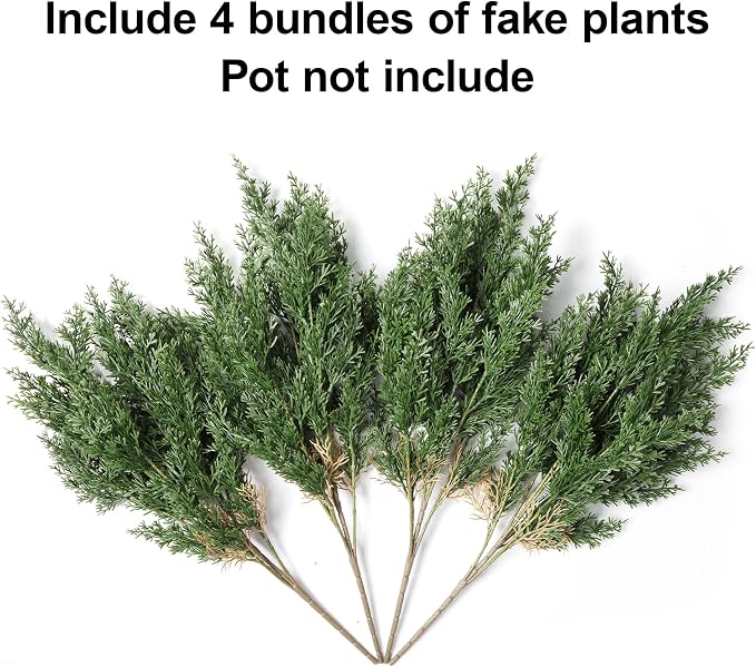 Cedar Stems Fake Plants Artificial Plants Outdoor Decor, 4 Bundles Cedar - Image 5
