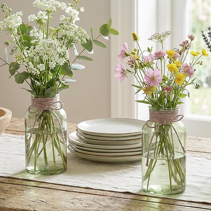 12 Pack Mason Jar Vases for Centerpieces, Wide Mouth Mason Jars - Image 6