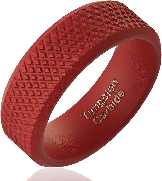 100S JEWELRY Knurl Tungsten Rings with Knurling Diamond Pattern Men Wedding Band 8mm wide Hypoallergenic Size 6-16