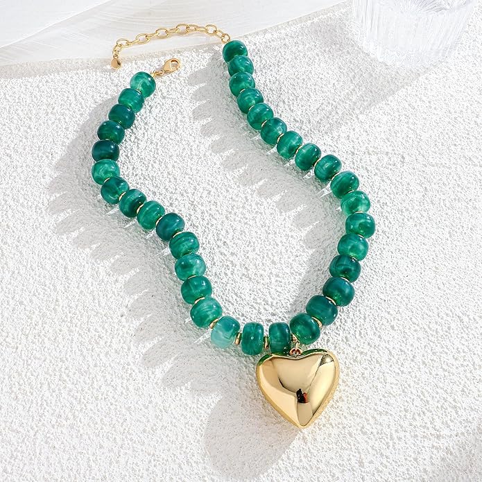 LILIE&WHITE Resin Chunky Beaded Necklace for Women Minimalistic Modern Statement Necklace Jewelry Accessories