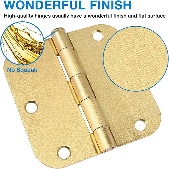 Door Hinges Satin Brass 3.5 Inch x 3.5" Interior Gold Door Hinges - Image 3