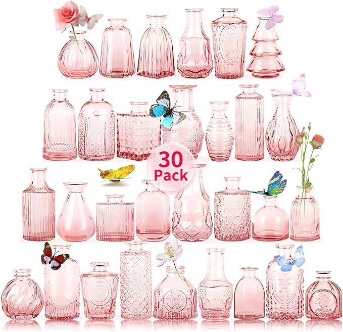 Glass Bud Vases in Bulk Set of 30 Pcs, Small Glass Vases by earthgadgets