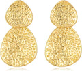 YUJIE Gold Statement Earrings for Women 18K Gold Plated Hammered Textured Earrings Bold Dangle Geometric Earring Trendy Jewelry