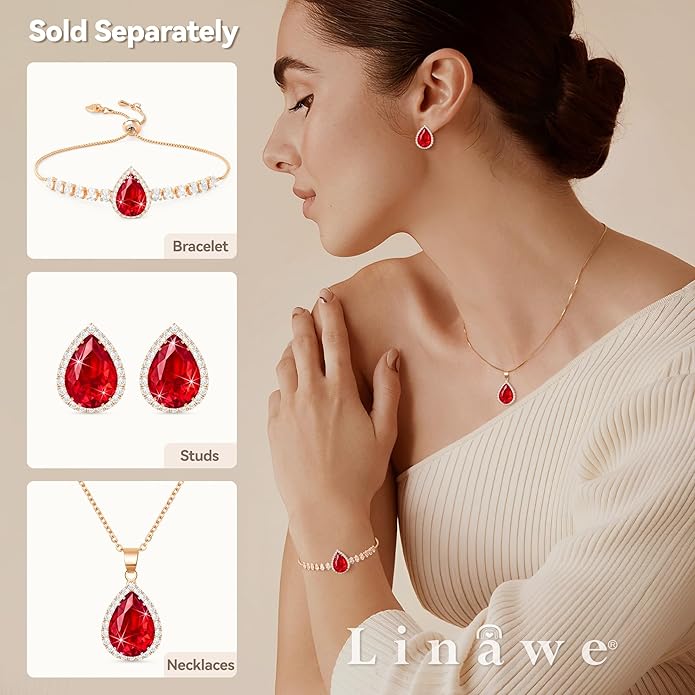 Linawe Women Stud Earrings, Teardrop Diamond Moissanite Cubic Zirconia Earrings Studs Rhinestone Jewelry Gold/Silver/Rose Gold