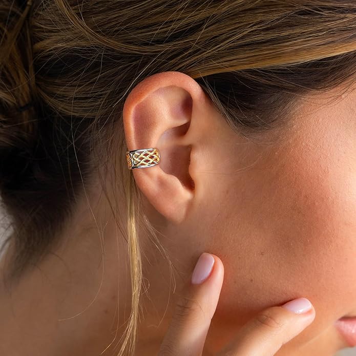 CHIC & ARTSY 925 Sterling Silver Ear Cuffs for Women, Non Piercing Clip On Cartilage Cuffs, Adjustable Fake Conch & Helix Earrings, Gold Plated & Oxidized Various Styles