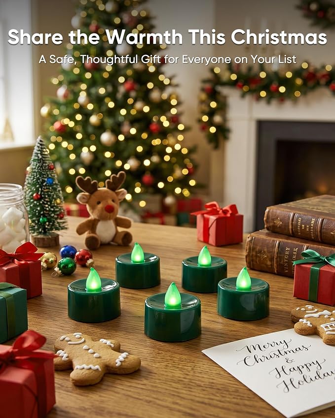 Homemory 24-Pack Green Flameless Battery Tealight Candles, 200+ Hours | - Image 5