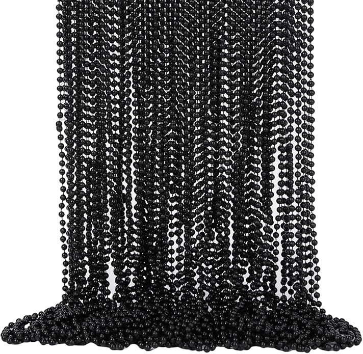 Mardi Gras Beads Necklaces, 33 Inch Plastic Beads for Party Favors, Festival Decorations, Parade Throws, Christmas, St. Patrick's Day Celebrations