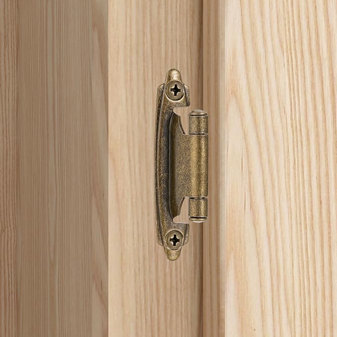 Antique Brass Cabinet Hinges, 1/2” Overlay, 10 Pack | - Image 3