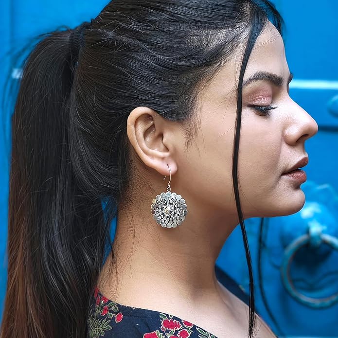Real 925 Sterling Silver Fine Handmade Drop Dangle Earrings For Women Authentic Ethnic Tribal Boho Style Modern Fashion Unique Designer Party Jewelry Earring Jewelry By Artisans