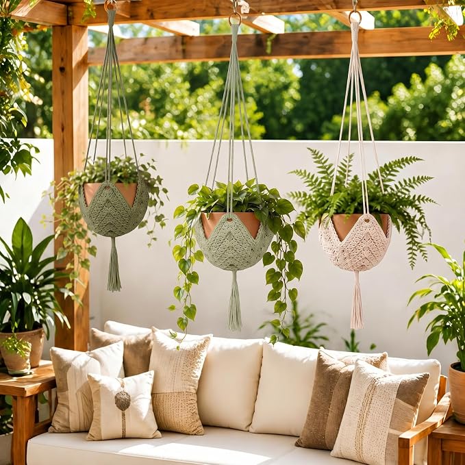 Shappy 3 Pack Boho Macrame Plant Hanger - Image 6