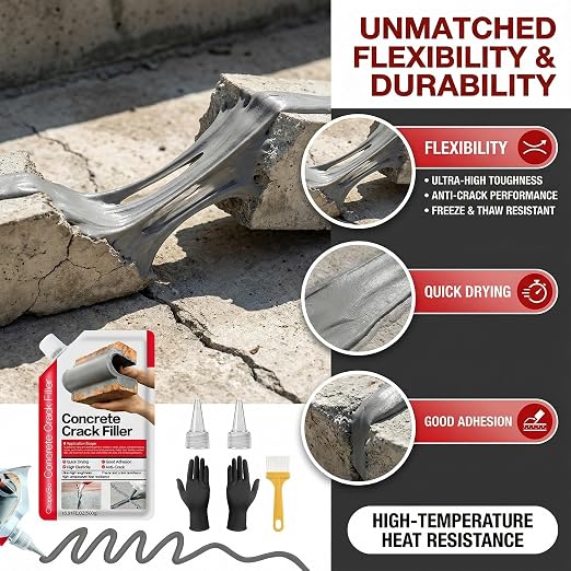Concrete Crack Filler 6-Pack 6.6LB Grey | Self-Leveling, High Elasticity Cement - Image 9