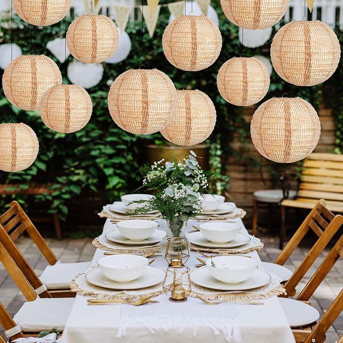 12 Pcs Print Burlap Paper Lanterns Classroom Decor, 8/10/12 Inch | Boho Hanging - Image 5