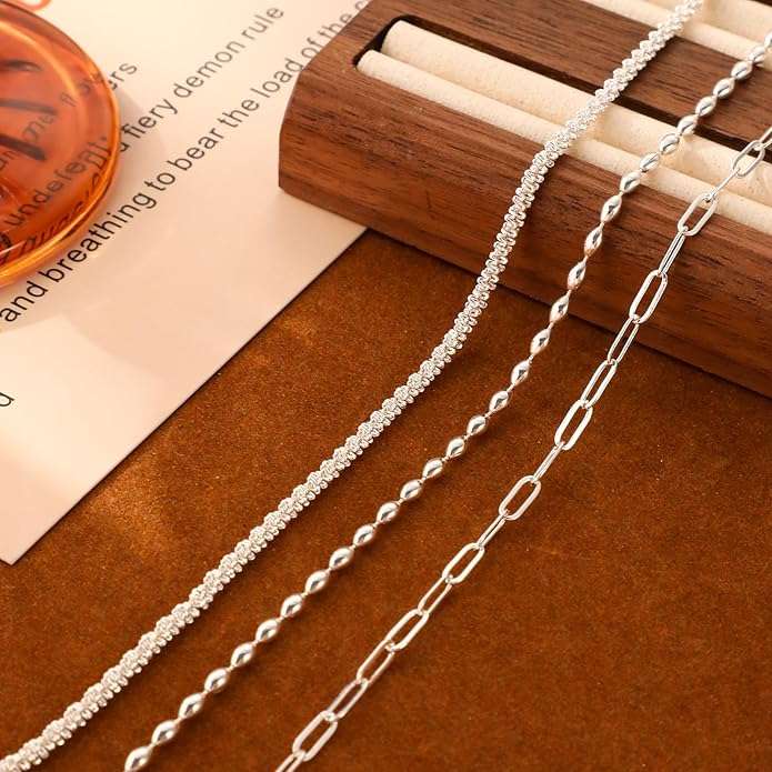 MIDEEO Gold/Silver Ankle Bracelets for Women,14K Gold Anklets for Women Waterproof Cuban Link Heart Beads Herringbone Rhinestone Anklets Set Layered Anklet Bracelets for Women Gold Jewelry Gift