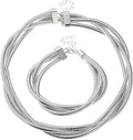 YBMYCM Chunky Gold-plated Silver Jewelry Set Multi Strands Stainless Steel Choker Necklace Bracelet Set for Women