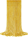 YAXINRUI 12 PCS Gold Bead Necklaces, Christmas Bead Necklaces, Gold Mardi Gras Beads, 33 Inch Round Beaded Necklaces for Mardi Gras Party Christmas New Year Eve Festive Events, Party Favors