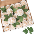 AmyHomie Champagne Rose 25pcs Real Looking Artificial Flowers w/Stem | Bouquet by AmyHomie