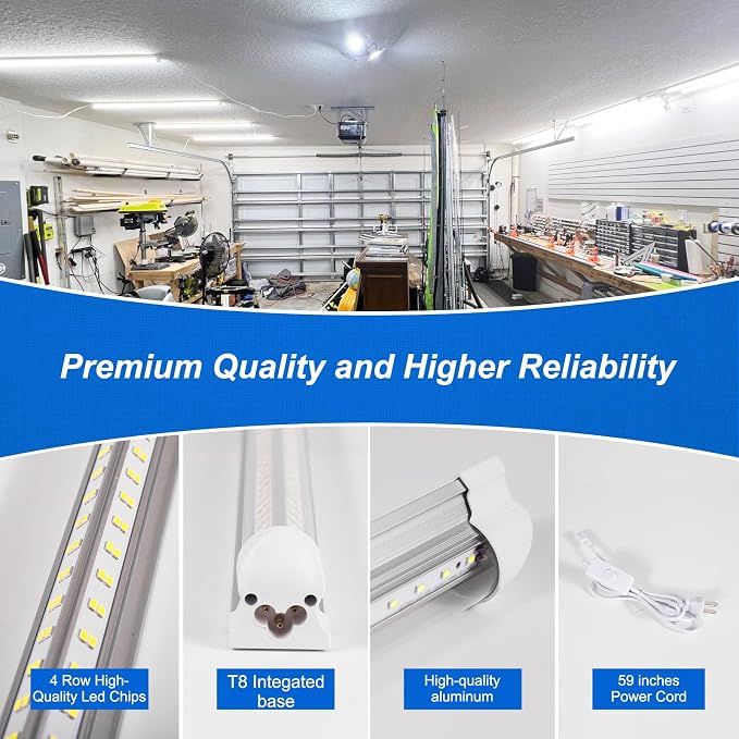 XLNYUUI Led Shop Lights, 4FT LED Light 50W 6500K 7000LM Led Daylight, Garage - Image 6