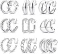 YADOCA 9 Pairs Gold Clip on Earrings for Women 14K Gold Plated Waterdrop Chunky Clip on Hoop Earrings No Piercing Fake Earrings Set