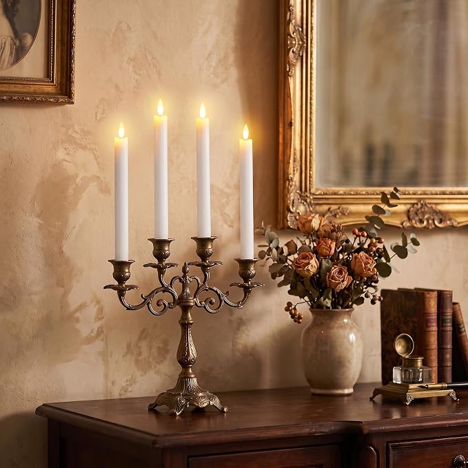 GenSwin Flameless Taper Candles LED Battery Operated Remote Timer White | LED - Image 2