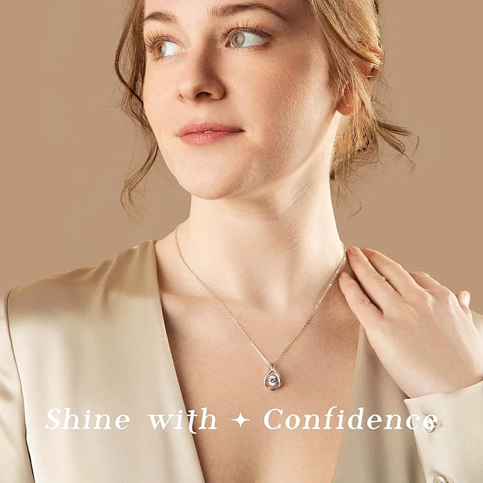 ARINZA Moissanite Necklace for Women, 1 Ct 925 Sterling Silver Dancing Diamond Pendant, 18+2 Inch Chain, Valentine’s Day Christmas Gift for Her, Wife, Mom, Anniversary, Birthday