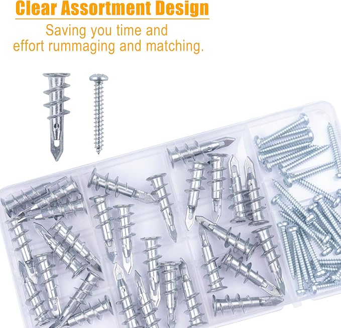 #8 Zinc Self-Drilling Drywall Anchors, 30 Heavy Duty Anchors + 30#8 x 1-1/4'' - Image 6