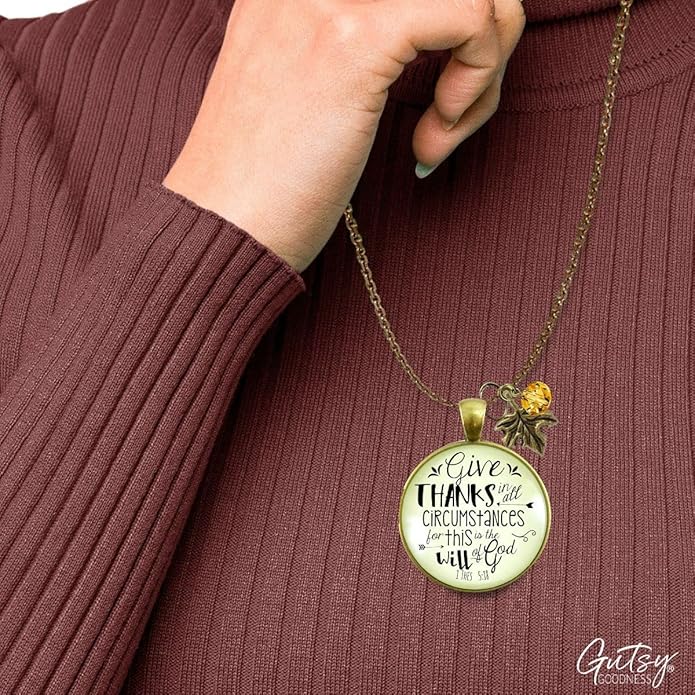 Gutsy Goodness Autumn Necklaces Fall October Theme Pumpkin Spice Halloween Thanksgiving Themed Pendant Message Jewelry