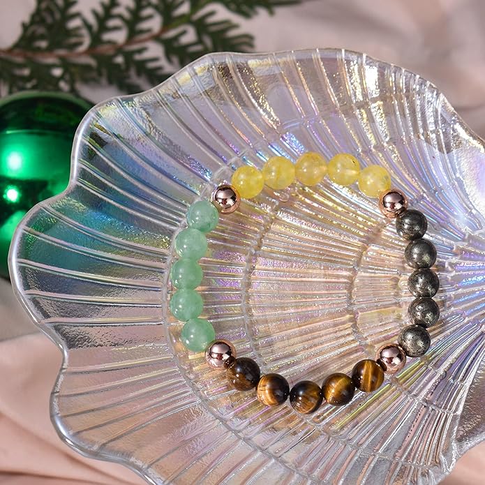 Strong Healing Crystal Bracelet 8MM Genuine Stone Bracelet Lucky Beaded Bracelet Chakra Bracelet 6.5 inch Positive Energy Inspirational Gifts for Women Mom