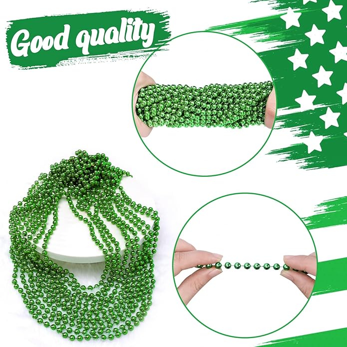 144 Pcs Mardi Gras Beads Bulk, 33 Inch 7mm Carnival Beaded Necklaces Decorations For Mardi Gras Festivals, Mardi Gras Parades, Night Club Dress-up Events Party Costume